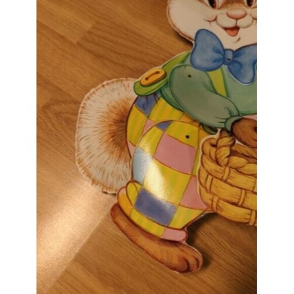 Easter Bunny with Basket Flowers Jointed Die Cut American Greetings Decoration - Picture 5 of 11